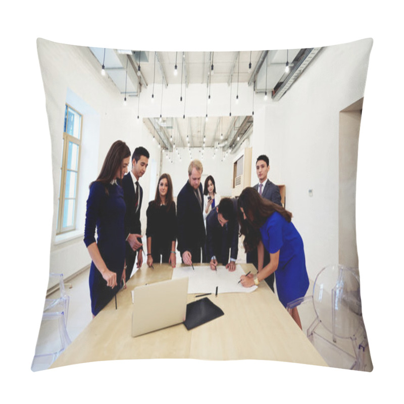 Personality  Group Of Young Architects Working Together Pillow Covers