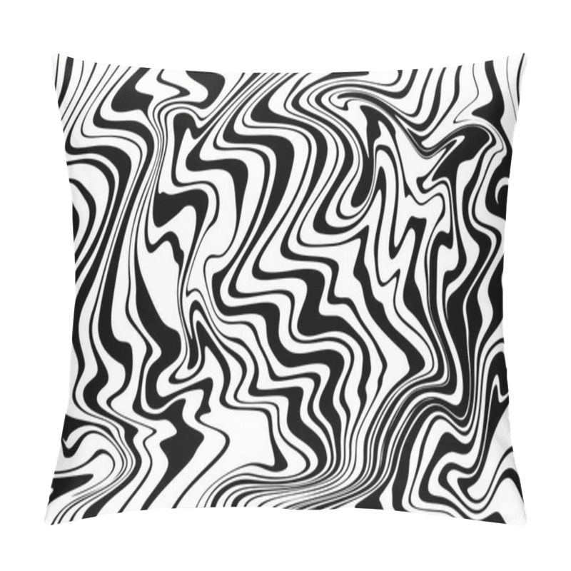 Personality  Vector Abstract Background Black Stripes Zebra Print Effect On White Background. Fluid Art Pillow Covers