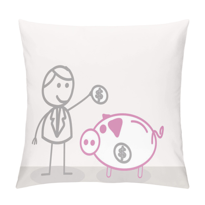 Personality  Funny Doodle : Business Man Save Money Pillow Covers