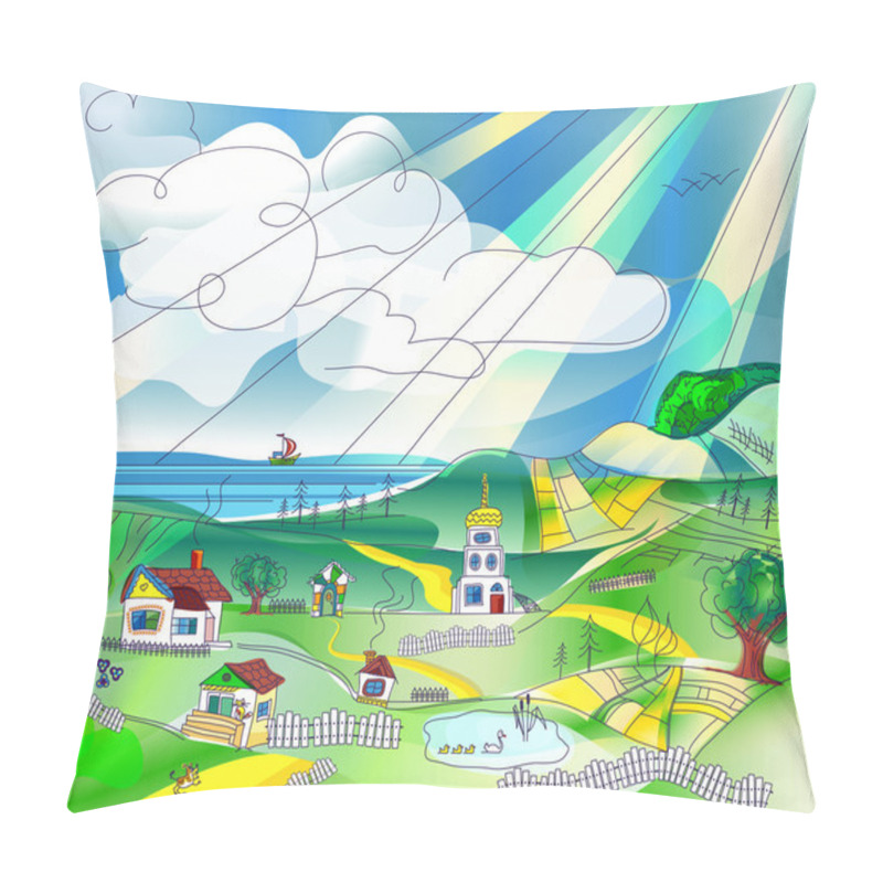 Personality  Country Rural Cartoon Landscape Pillow Covers