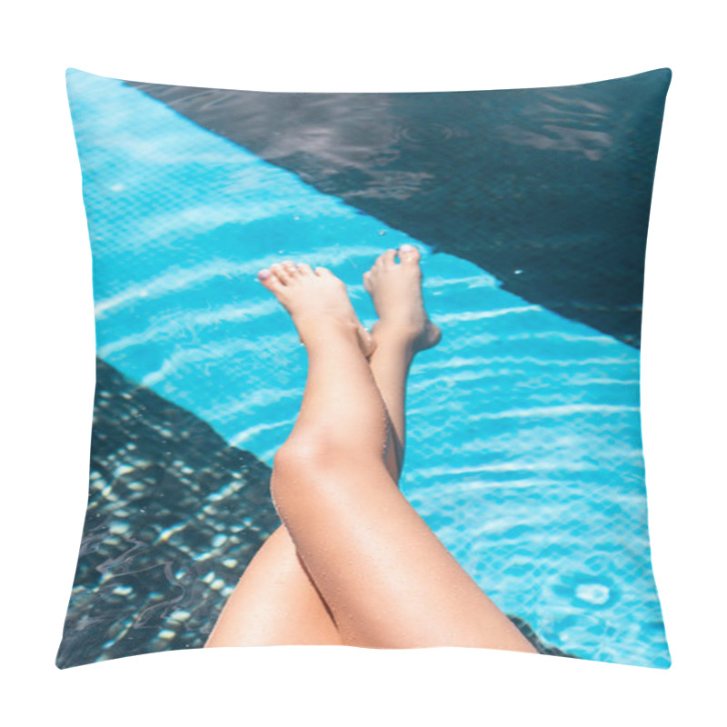 Personality  Cropped View Of Womans Legs In Water Of Swimming Pool Pillow Covers