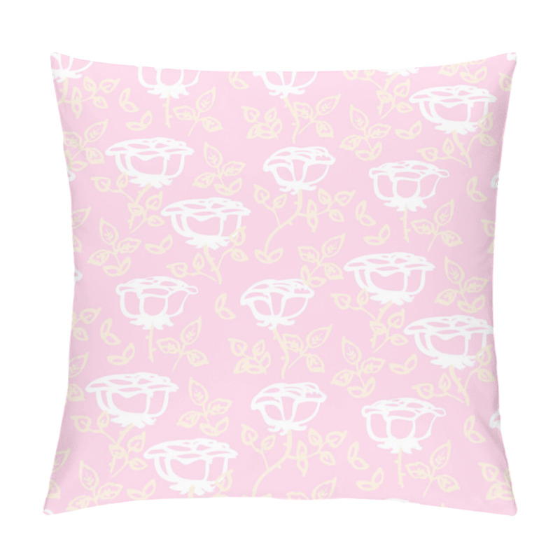 Personality  Vector Pattern With White Hand Drawn Rose Flowers Pillow Covers