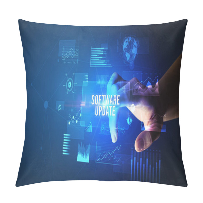 Personality  Hand Touching Digital Button, Modern Technology Concept Pillow Covers