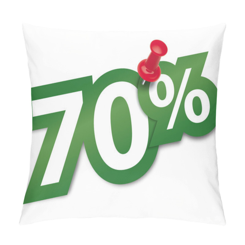 Personality  Seventy Percent Sticker Fixed By A Thumbtack. Vector Illustratio Pillow Covers