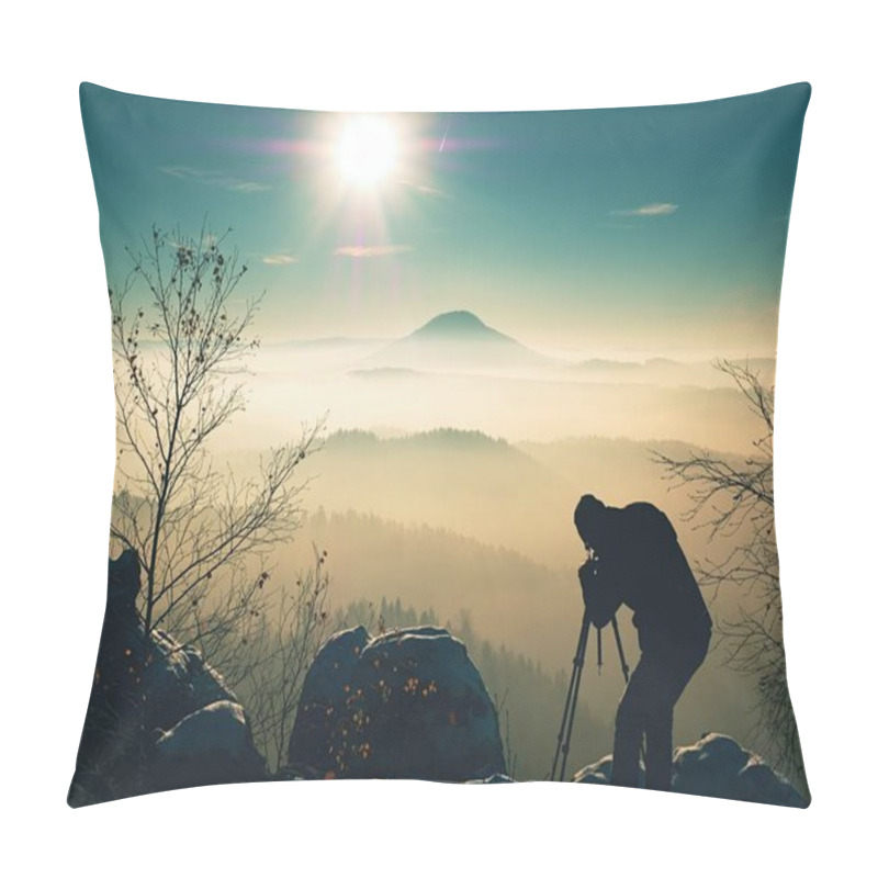 Personality  Photographer Takes Picture Of Freeze Autumnal  Landscape Pillow Covers