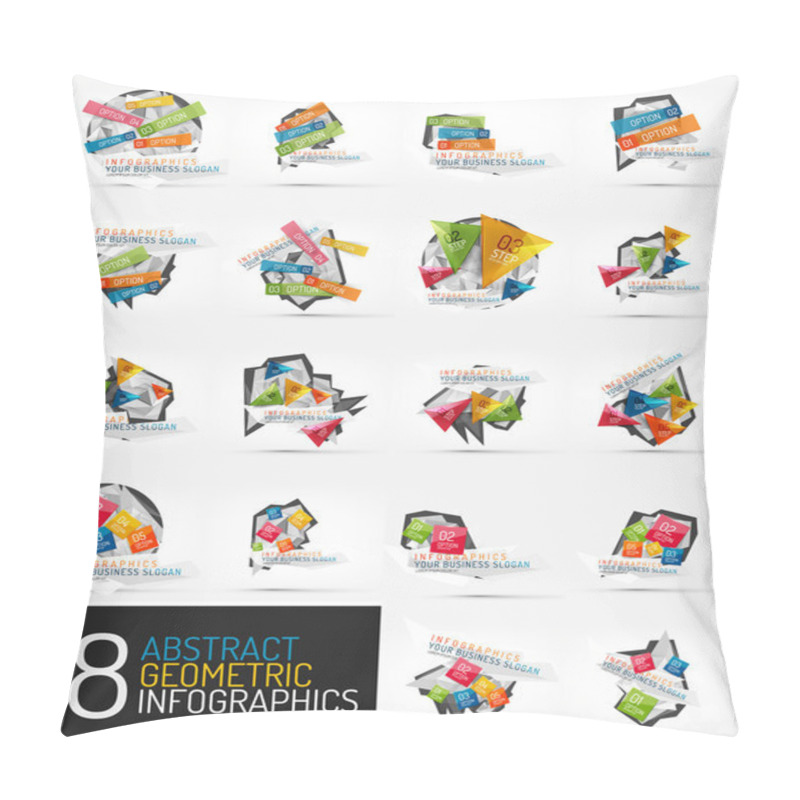 Personality  Set Of Modern Polygonal Origami Paper Infographics Pillow Covers