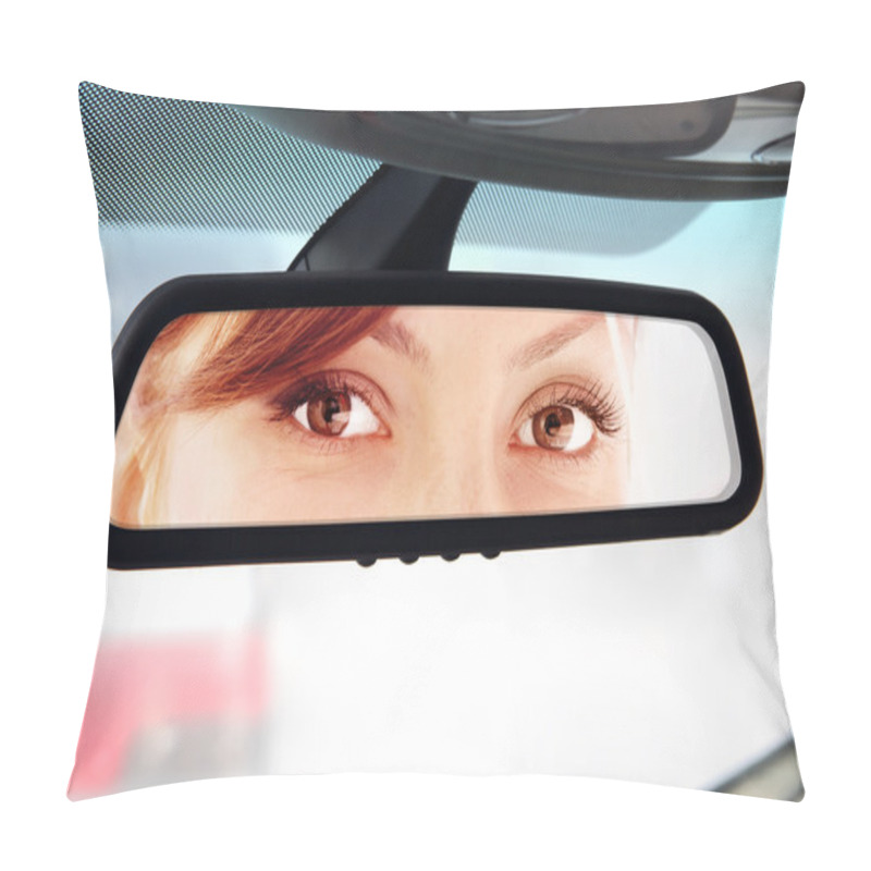 Personality  Woman Looks To Rear-view Mirror Pillow Covers