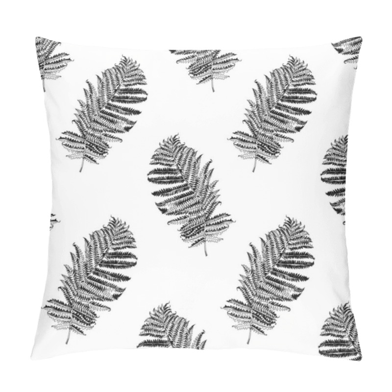 Personality  Seamless Pattern With Hand Drawn Forest Fern Branches Pillow Covers