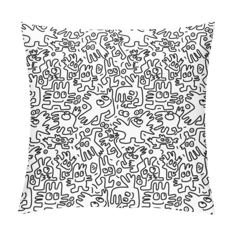 Personality  Cute Aliens Monsters Doodle Seamless Pattern Pillow Covers