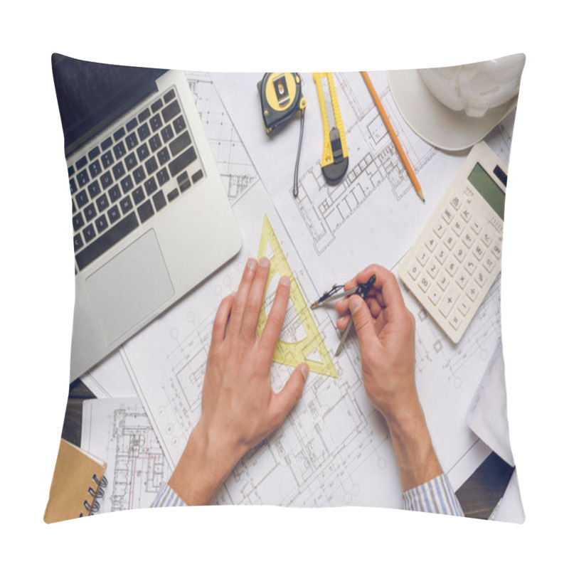 Personality  Architect Working On Architectural Project Pillow Covers