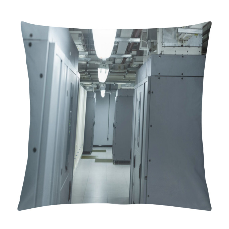 Personality  Corridor In Data Center With Closed Servers, Cyber Security Concept Pillow Covers