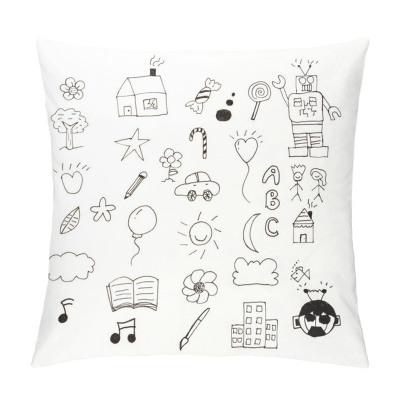 Personality  Set Doodle Kid Sketch Pillow Covers