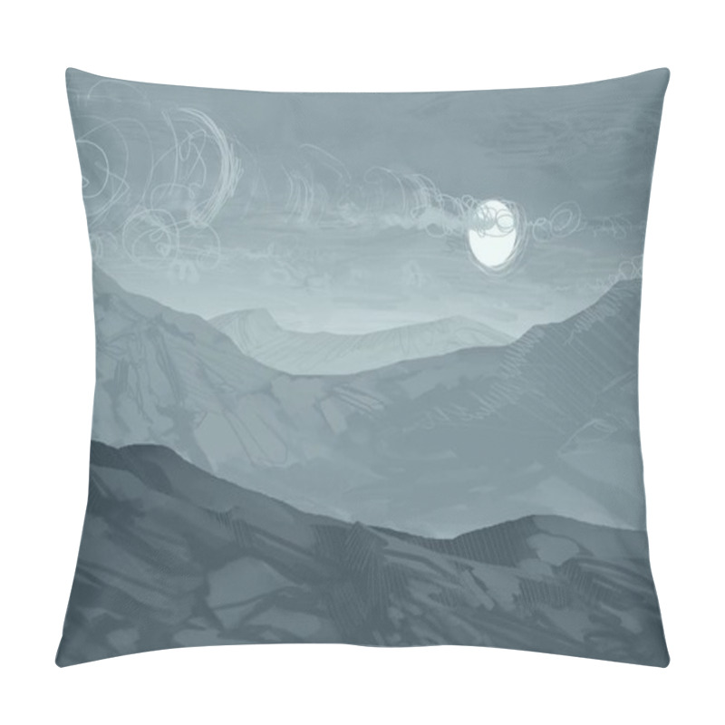 Personality  Abstract Silhouetted Background With Misty Mountains Pillow Covers