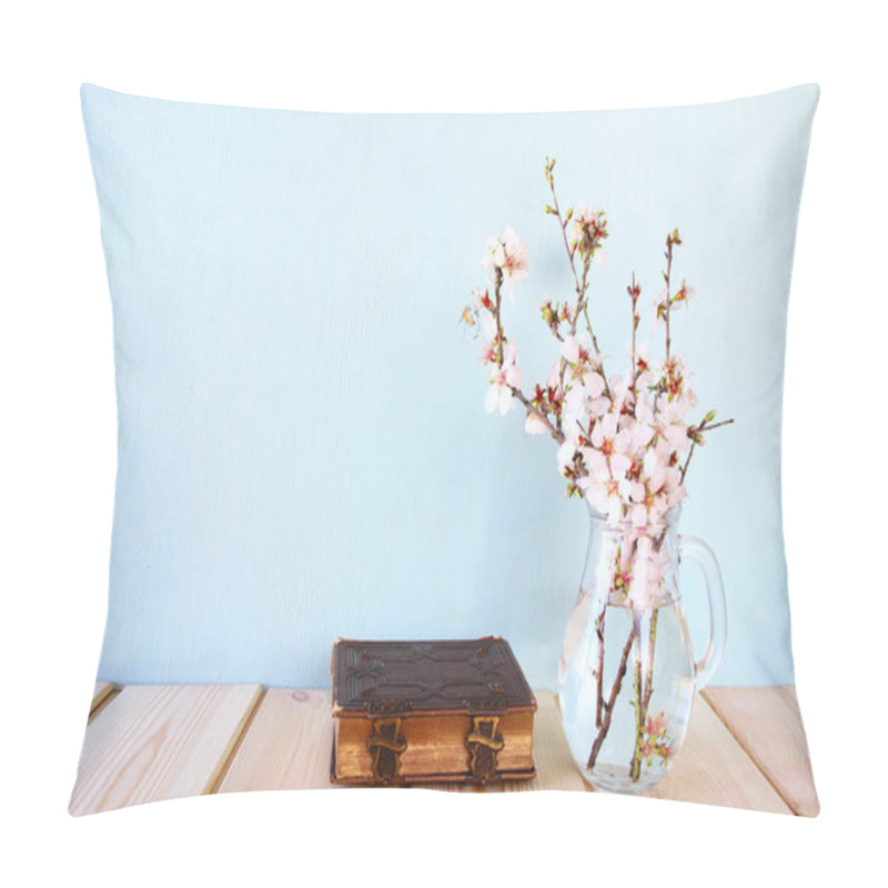 Personality  Top View Image Of Spring White Cherry Blossoms Tree Pillow Covers