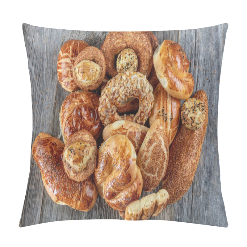 Personality  Turkish Pastry Product , Tasty Pogaca. Turkish Pastries; Pogaca, Borek, Acma, Ay Coregi At Patisserie Showcase. Pillow Covers