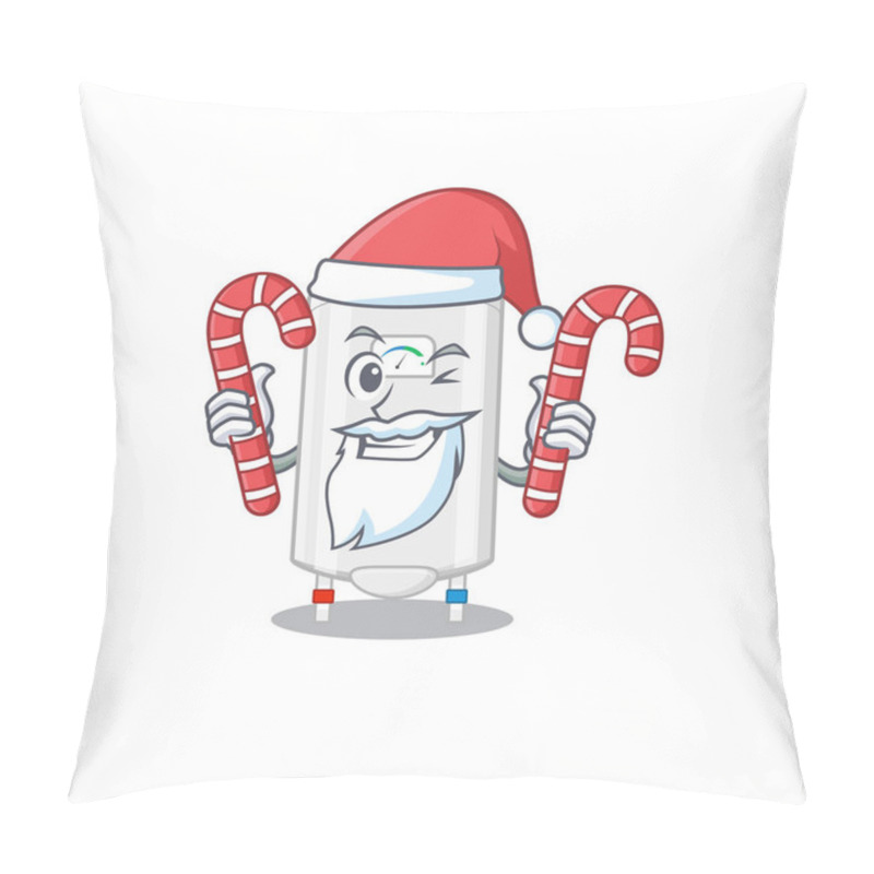 Personality  Friendly Gas Water Heater In Santa Cartoon Character Holds Christmas Candies Pillow Covers