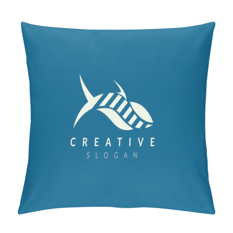 Personality  Abstract Minimalist Fish Shape Vector Design. Simple Fish Design, Flat Logo Style, Modern Icon And Symbol Pillow Covers