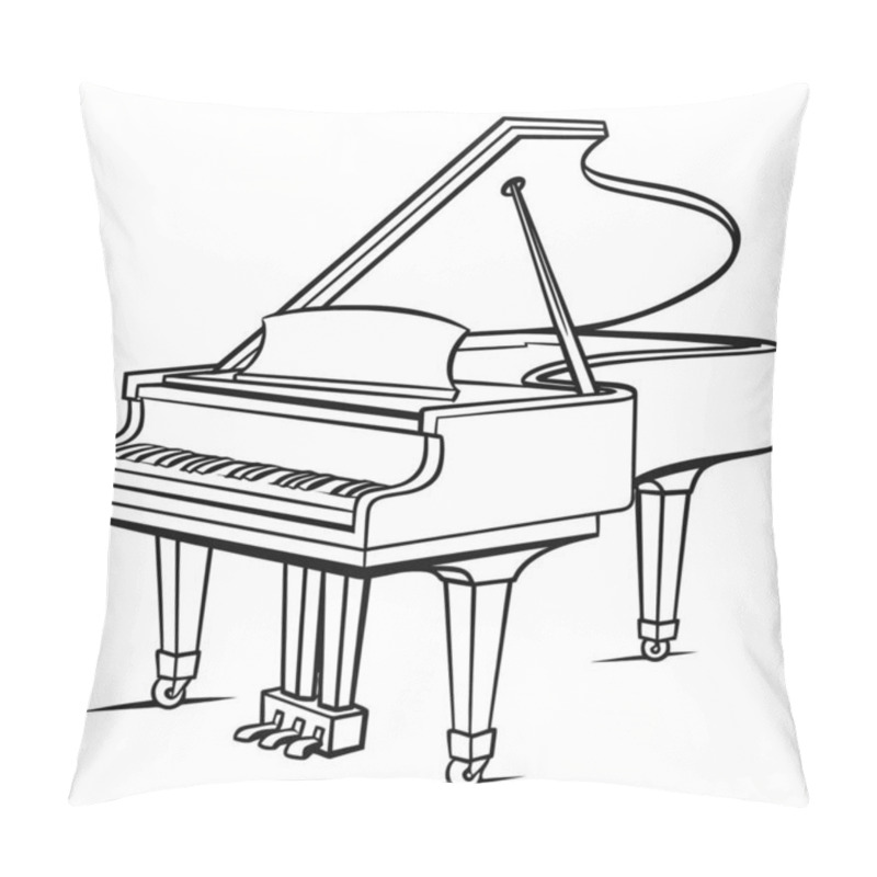 Personality  Illustration Of Piano, Lineart Black And White, AI Generated Pillow Covers