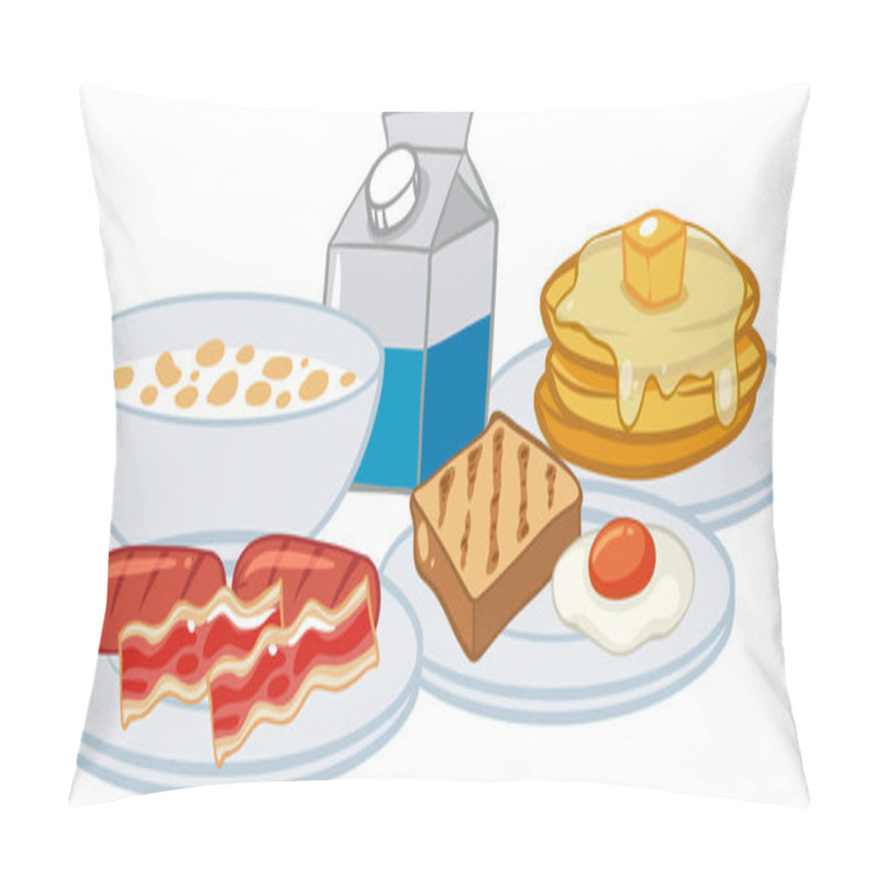 Personality  A Breakfast Set On White Background Illustration Pillow Covers