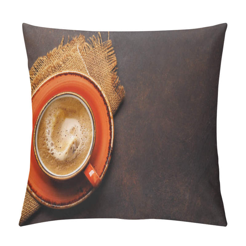 Personality  Coffee Bliss: Cup On Burlap With Inviting Copy Space Pillow Covers