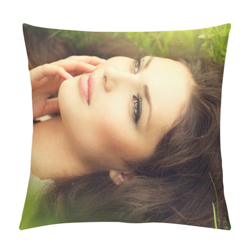 Personality  Woman Lying On  Field Pillow Covers