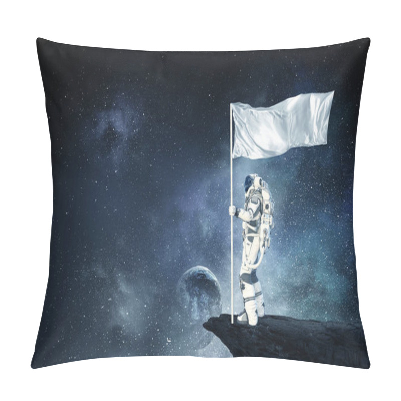 Personality  Pioneer Of Space. Mixed Media Pillow Covers