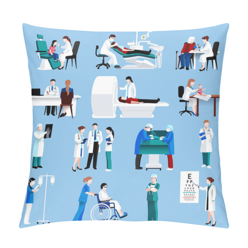 Personality  Medical Care People Fllat Icons Set Pillow Covers