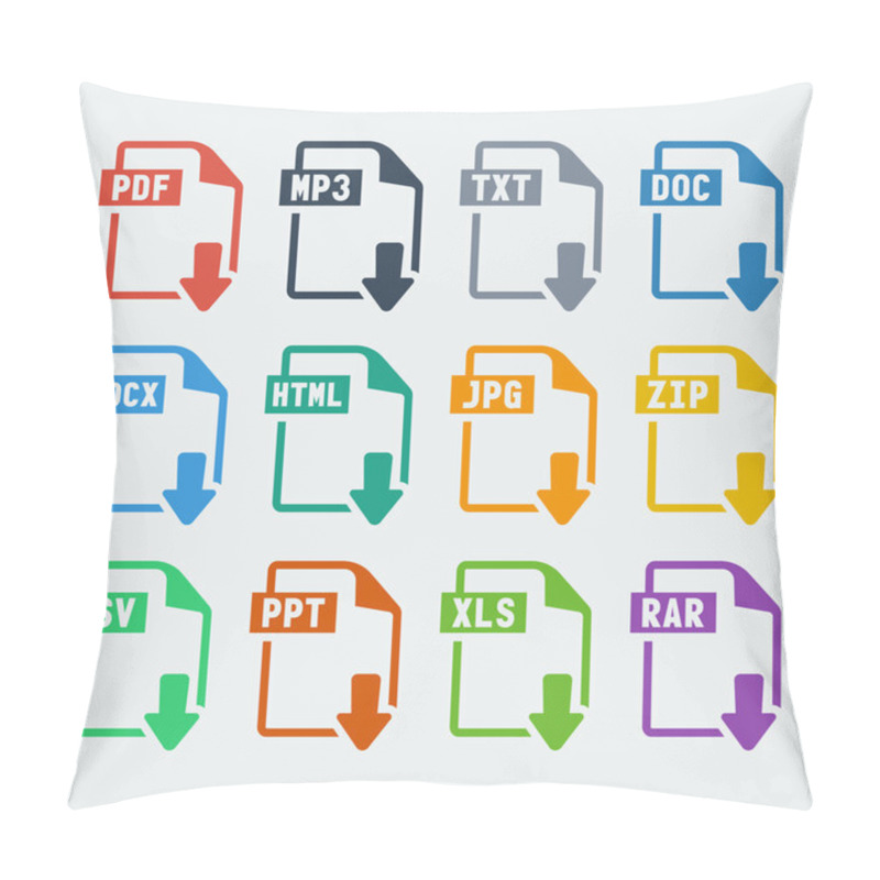 Personality  Vector File Extensions Icons Set Pillow Covers