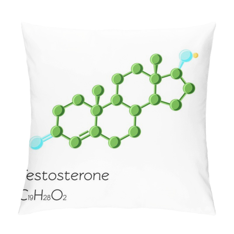 Personality  Structural Formula Of Hormone Testosterone Isolated On White Background. Pillow Covers