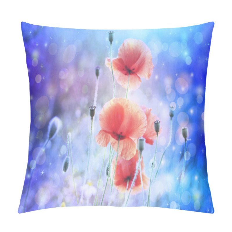 Personality  Dreamy Artistic Poppies With Bokeh Lights Pillow Covers