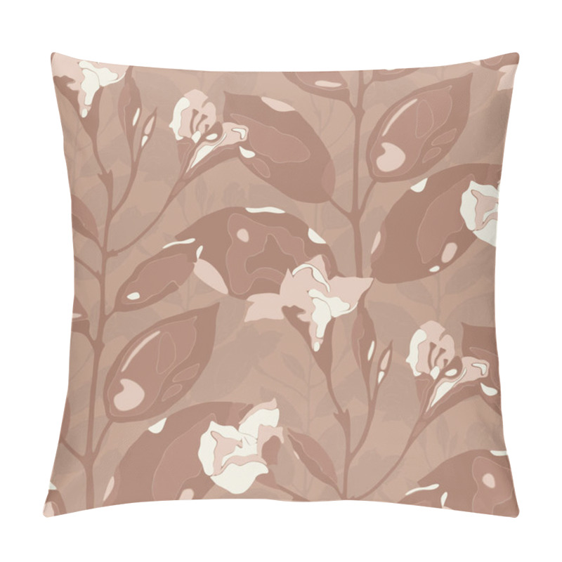 Personality  The Organic, Stylized Leaves And Flowers In Mocha Mousse Colour Palette. Pillow Covers