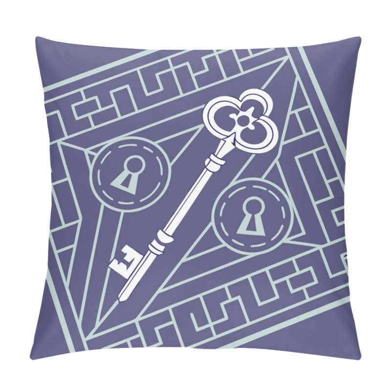 Personality  A Creative Vector Featuring Encrypted Keys Arranged In Intricate Geometric Designs, Symbolizing Digital Security And Encryption. Pillow Covers