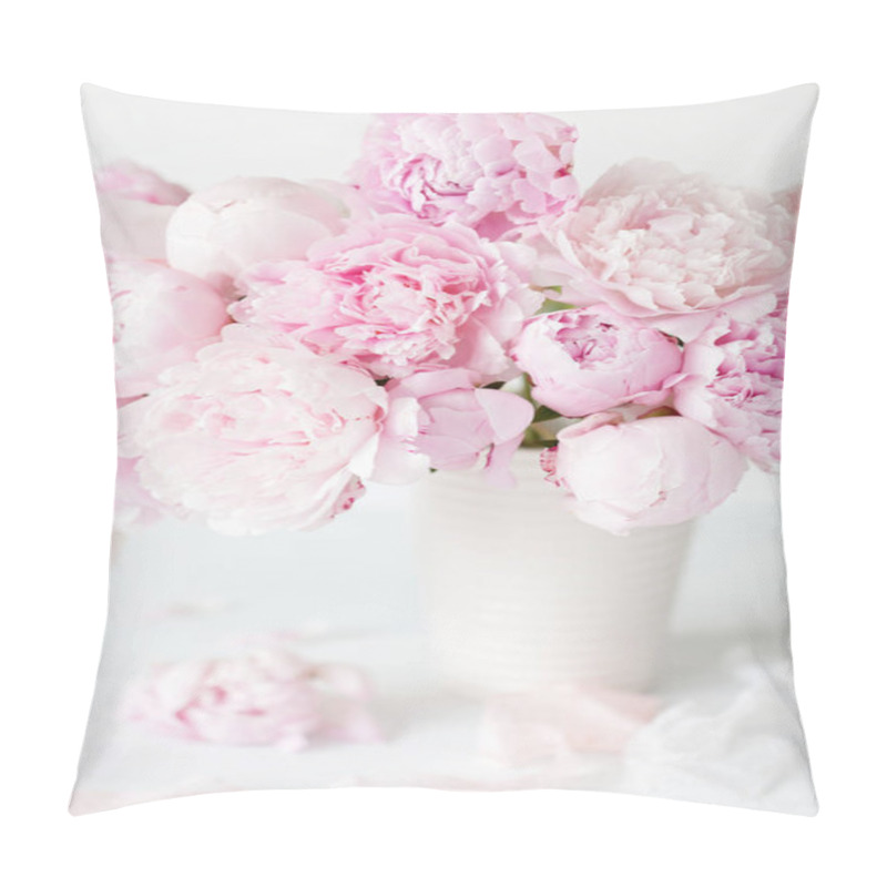 Personality  Beautiful Pink Peony Flowers Bouquet In Vase Pillow Covers