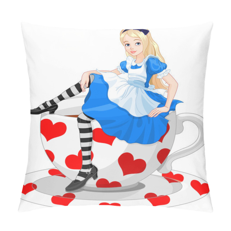 Personality  Alice Sitting On Cup Pillow Covers