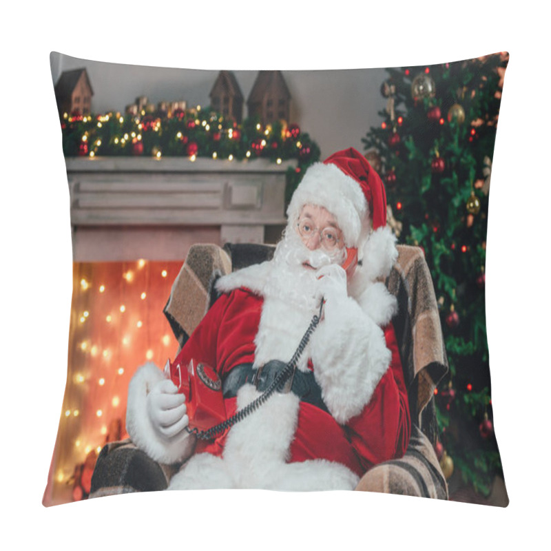 Personality  Santa Claus Talking On Phone Pillow Covers