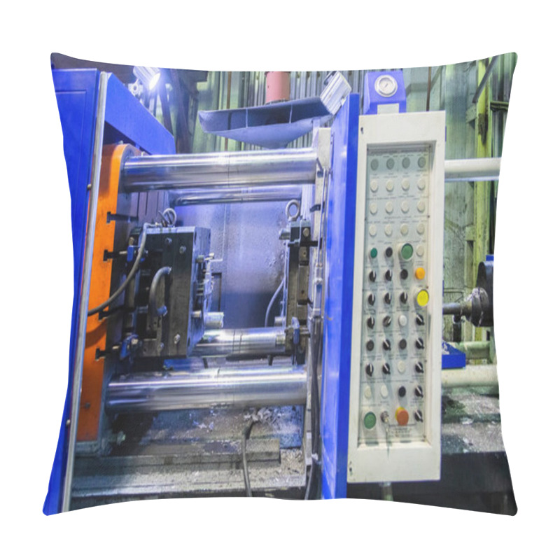 Personality  Old Horizontal Die Cast Aluminium Machine - Opened, Close-up With Selective Focus Pillow Covers