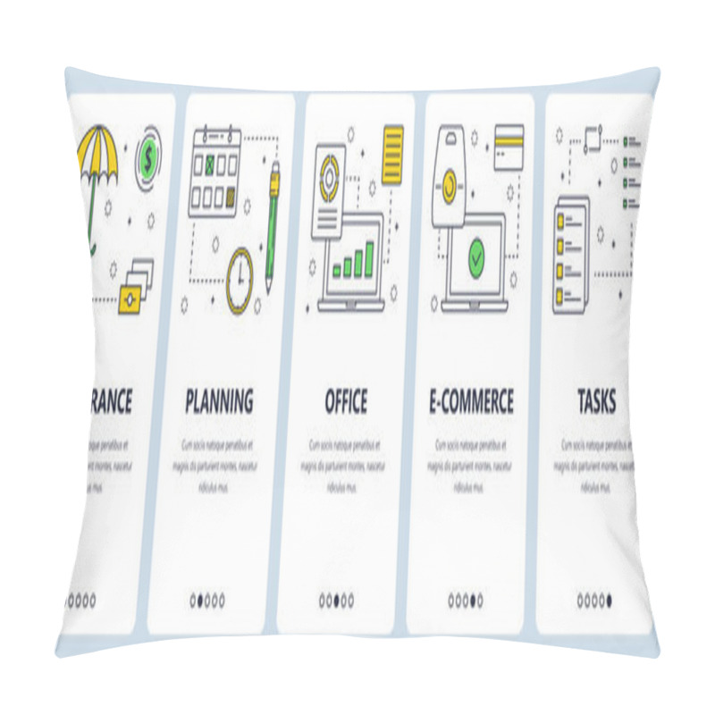 Personality  Vector Modern Thin Line Insurance Concept Web Banner Set Pillow Covers