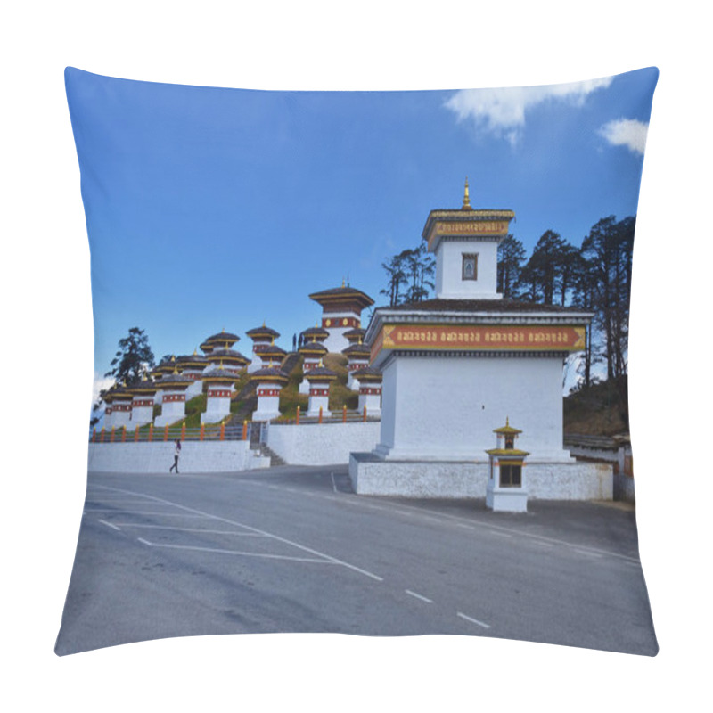 Personality  The 108 Memorial Chortens Or Stupas Known As Druk Wangyal Chortens At The Dochula Pass, Bhutan. Pillow Covers