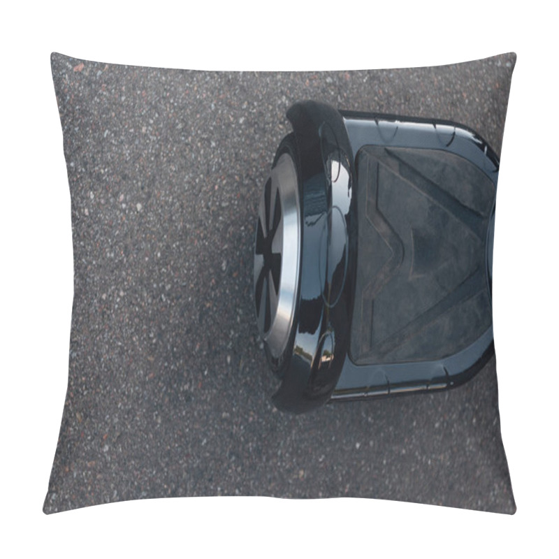 Personality  Top View Of Black Self-balancing Scooter On Street   Pillow Covers