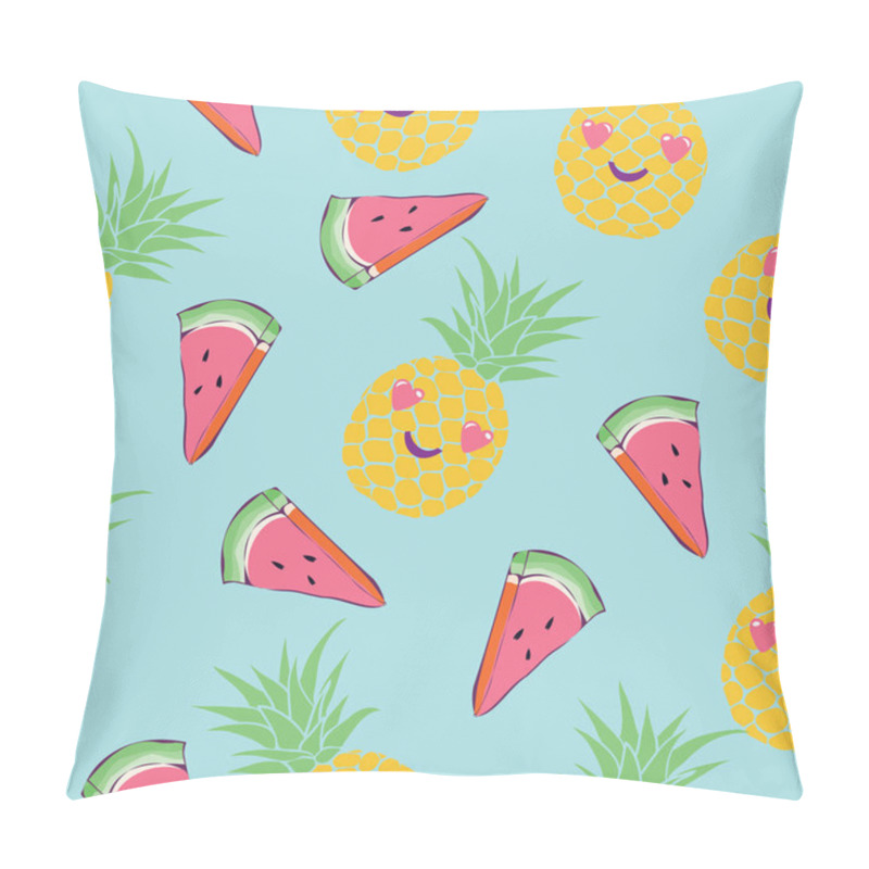 Personality  Pineapples And Watermelon Seamless Pattern Pillow Covers