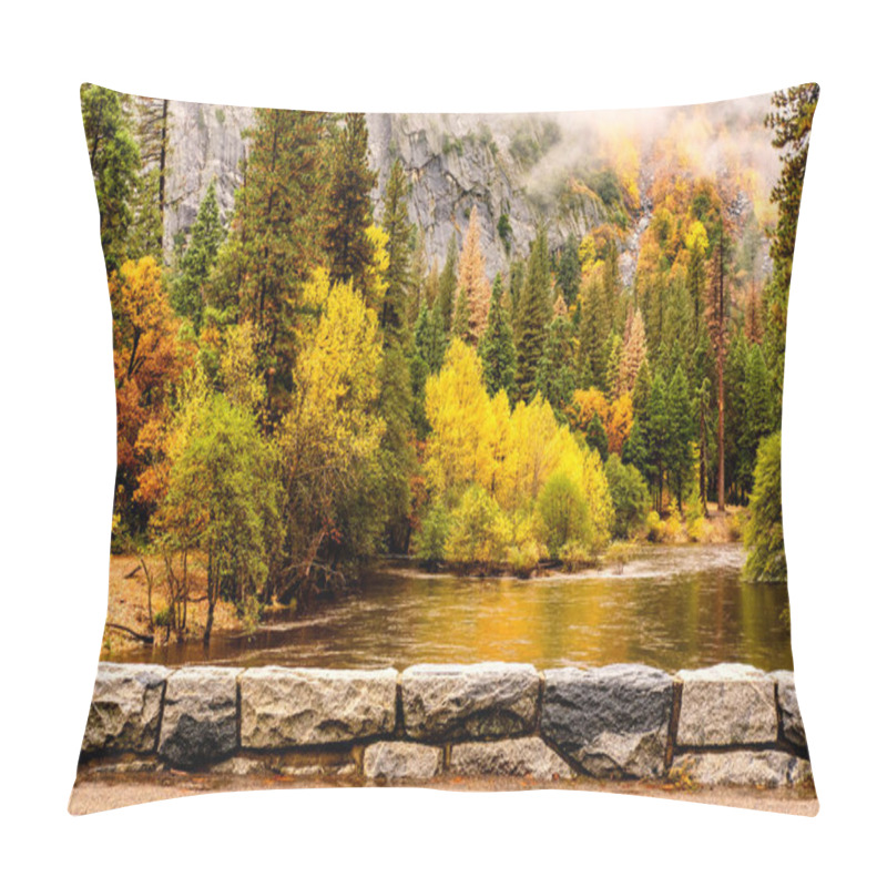 Personality  Yosemite Valley In Autumn Morning Pillow Covers