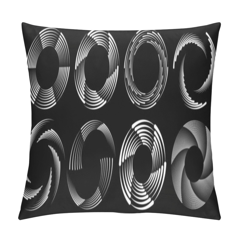 Personality  Set Of White Curvy Vector Lines In Spiral Forms Pillow Covers