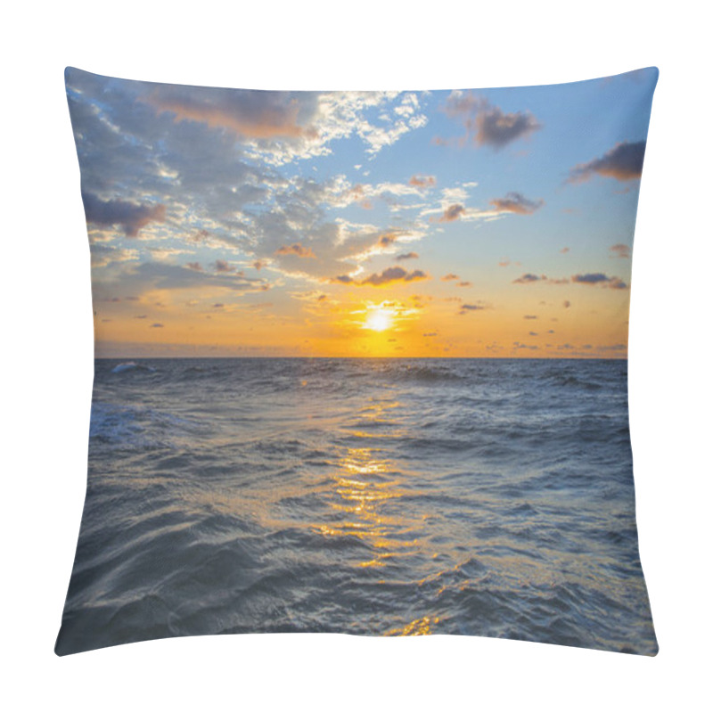 Personality  Bright Blue And Pink Sunrise Sky In The Sea Beach. Odessa, Ukraine Pillow Covers