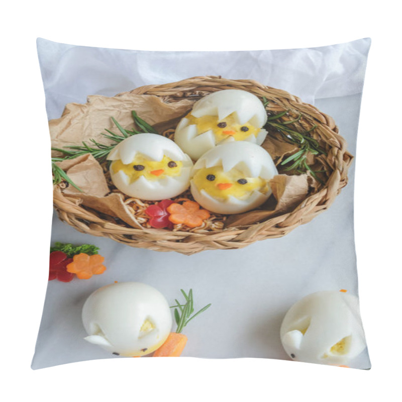 Personality  Easter Composition With Easter Bunny Eggs And Chicken Eggs Pillow Covers