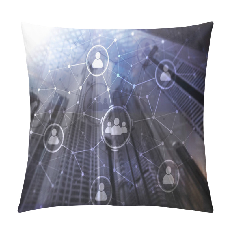 Personality  People Relation And Organization Structure. Social Media. Business And Communication Technology Concept. Pillow Covers