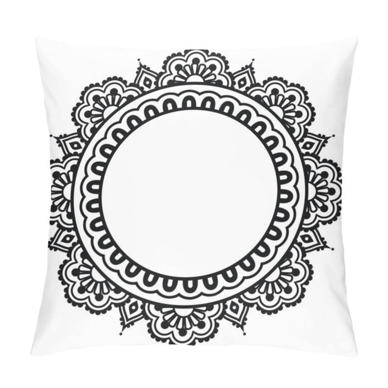 Personality  Indian Henna Floral Tattoo Round Pattern - Mehndi Pillow Covers