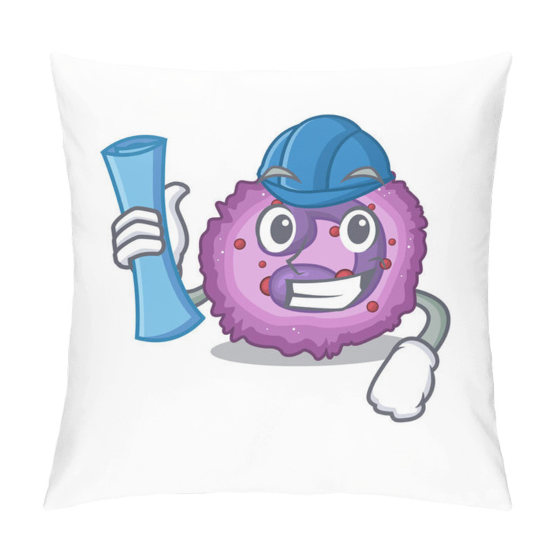 Personality  Elegant Architect Eosinophil Cell Having Blue Prints And Blue Helmet Pillow Covers