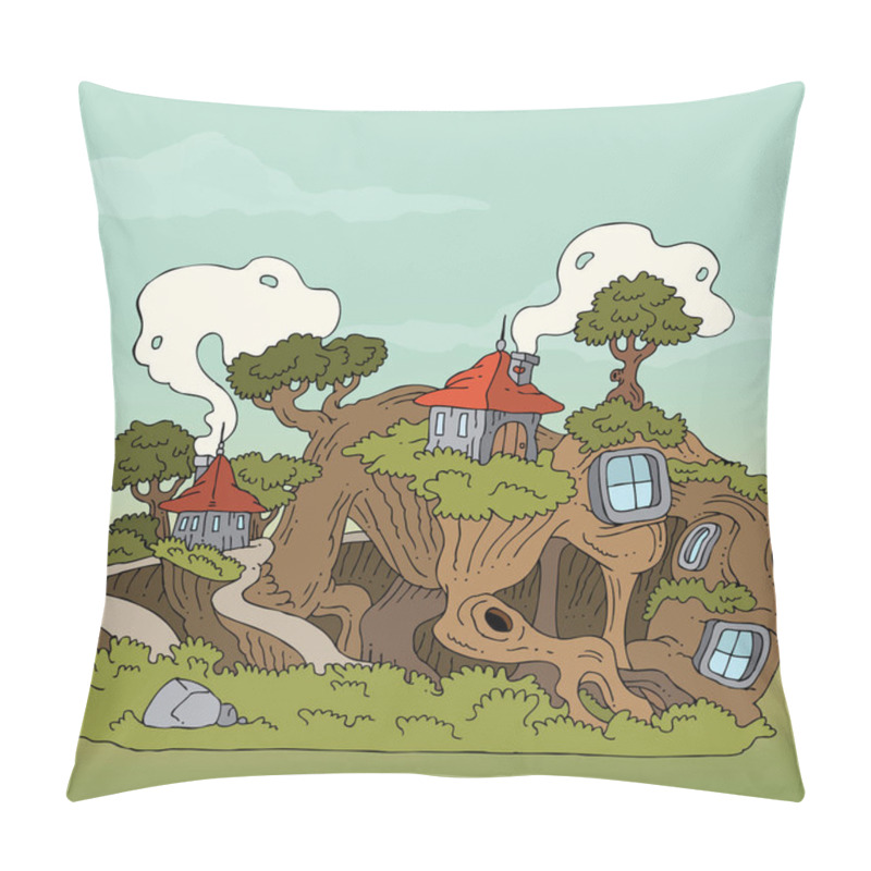 Personality  Small Cartoon Village Pillow Covers