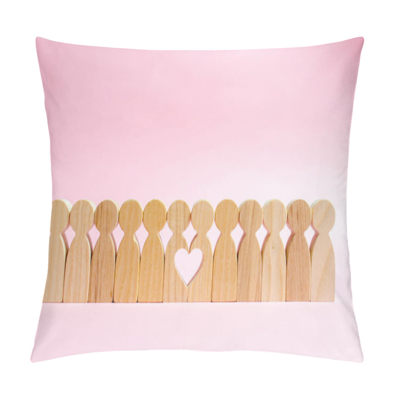 Personality  Two Figures Of People In A Row Form A Void In The Shape Of A Heart. Concept Of Love And Search For The Second Half. Find A Soul Mate And Start A Family. Love And Romance, Real Secret Feelings Pillow Covers