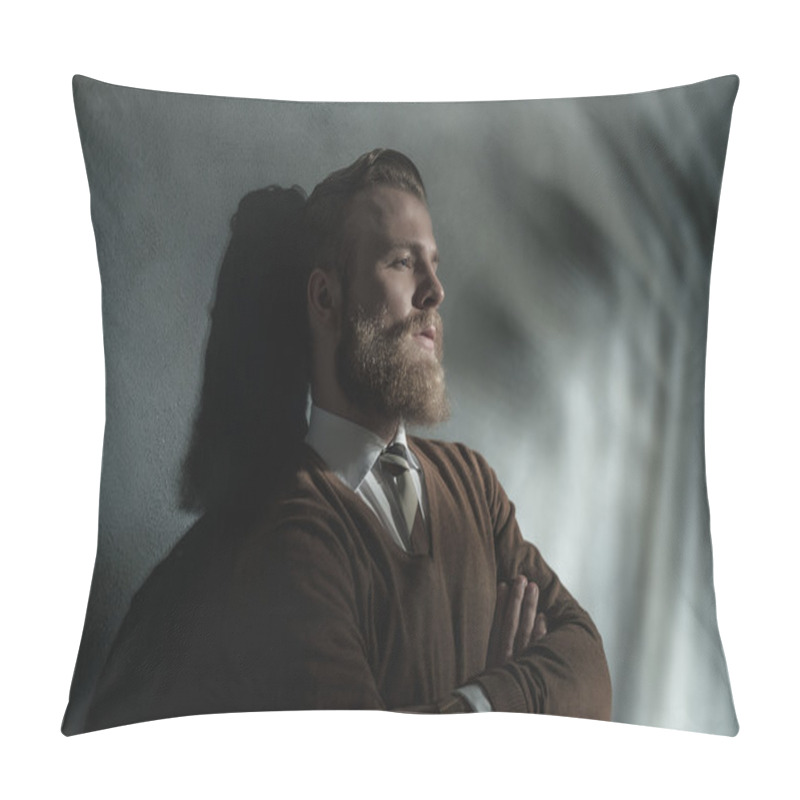 Personality  Thoughtful Man Standing Daydreaming Pillow Covers